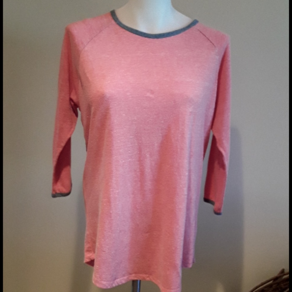 LuLaRoe top, pink with grey trim, size Medium